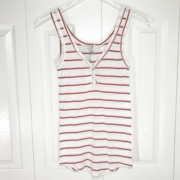 Lucky Brand Striped Knit Cotton Modal Button Detail Tank Top Size Medium - Picture 4 of 6